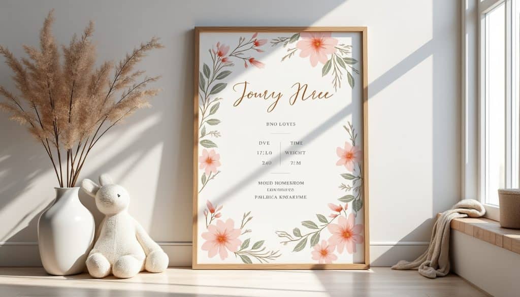 Affiche de naissance à encadrer : les mentions à y mettre